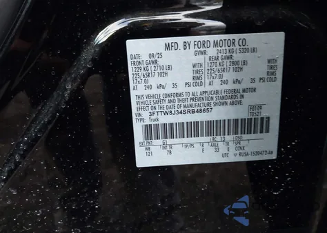 2025 Ford Maverick Xlt из США, поврежденный, VIN 3FTTW8J34SRB48657